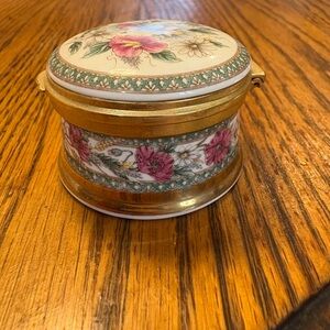 Vtg Edwardian by Falcon China Floral Trinket Box
